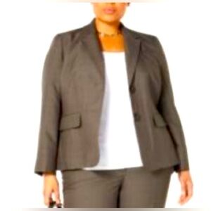 Let Suit Size 22W Gray 2 Button Lined Jacket W/Faux Pockets